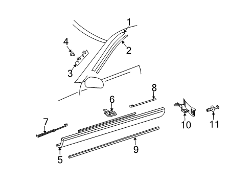 2004 Mercedes-Benz CLK320 Exterior Trim - Pillars Diagram 2