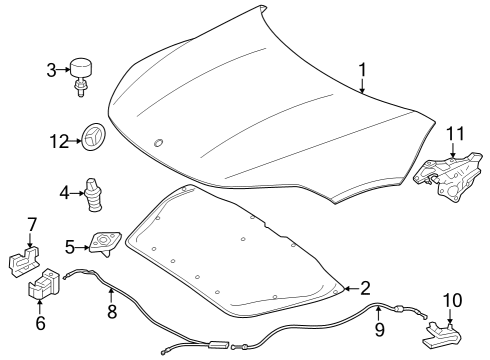 2025 Mercedes-Benz EQS 450+ SUV Exterior Trim - Hood Diagram