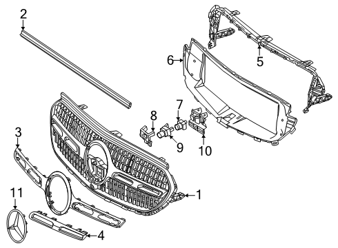 2025 Mercedes-Benz GLC350e Grille & Components Diagram 2