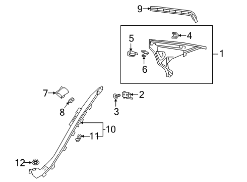 2019 Mercedes-Benz CLS53 AMG Lower Quarter Trim Diagram for 257-690-02-25-9051