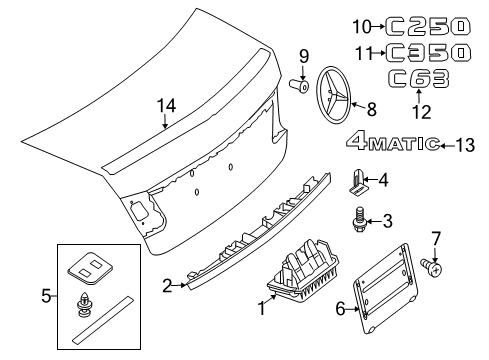 2013 Mercedes-Benz C63 AMG Exterior Trim - Trunk Diagram