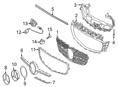 2018 Mercedes-Benz E400 Grille Cover Diagram for 238-888-08-00-9040