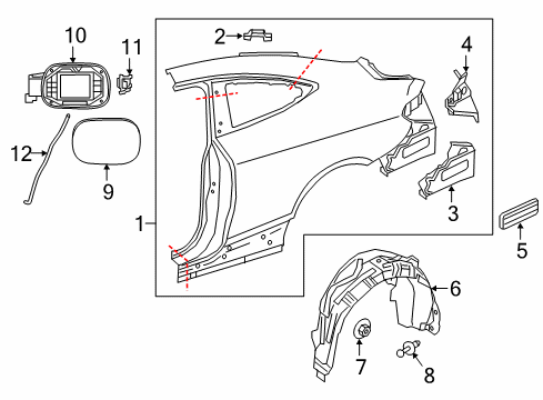 2023 Mercedes-Benz C43 AMG Quarter Panel & Components Diagram 2