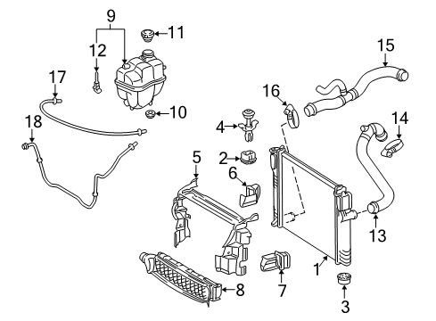 2003 Mercedes-Benz E500 Radiator & Components