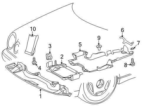 1999 Mercedes-Benz E300 Lower Shield Lock Nut Diagram for 002-994-80-45