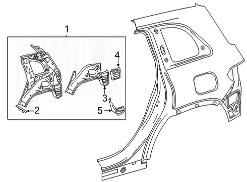 2024 Mercedes-Benz GLB35 AMG Inner Structure - Quarter Panel Diagram
