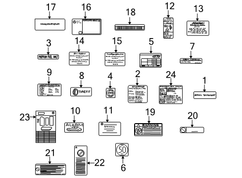 2003 Mercedes-Benz SL500 Information Labels Diagram