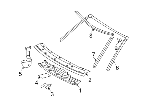 2008 Mercedes-Benz CLK63 AMG Windshield Header & Components