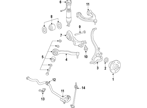 2013 Mercedes-Benz S400 Front Suspension Components Diagram