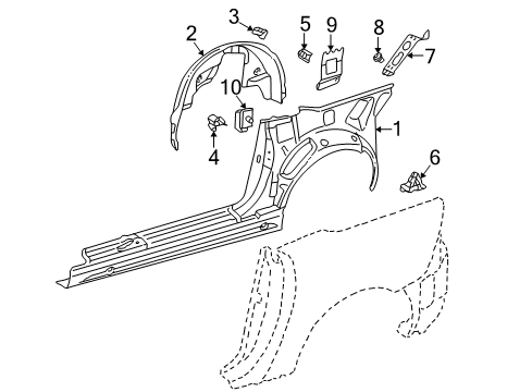 2003 Mercedes-Benz SLK230 Inner Structure - Quarter Panel Diagram