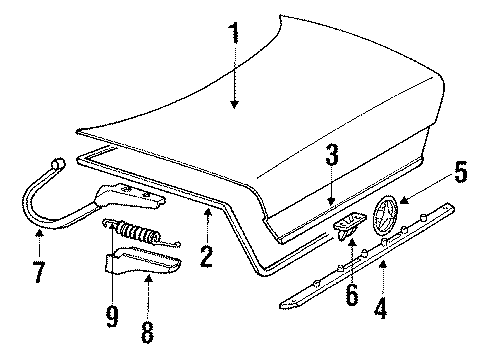 1990 Mercedes-Benz 300CE Trunk Lid & Components Diagram