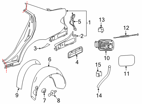 2008 Mercedes-Benz C300 Quarter Panel & Components Diagram