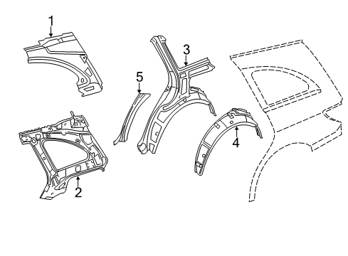 2012 Mercedes-Benz R350 Inner Structure - Quarter Panel Diagram