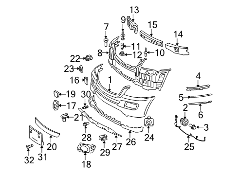 2011 Mercedes-Benz ML350 Bumper & Components - Front Diagram