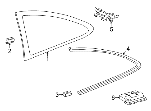 1999 Mercedes-Benz CLK320 Glass & Hardware - Quarter Panel Diagram 2