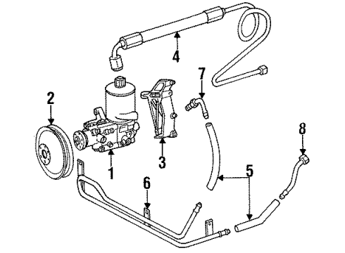 1991 Mercedes-Benz 350SDL P/S Pump & Hoses Diagram 2