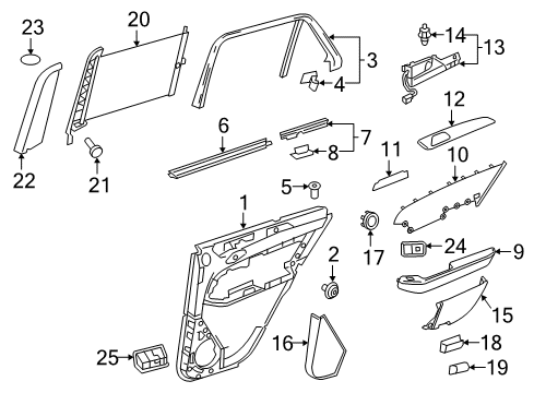 2016 Mercedes-Benz GLE350 Interior Trim - Rear Door Diagram