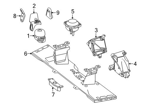 2016 Mercedes-Benz GLE550e Engine & Trans Mounting Diagram