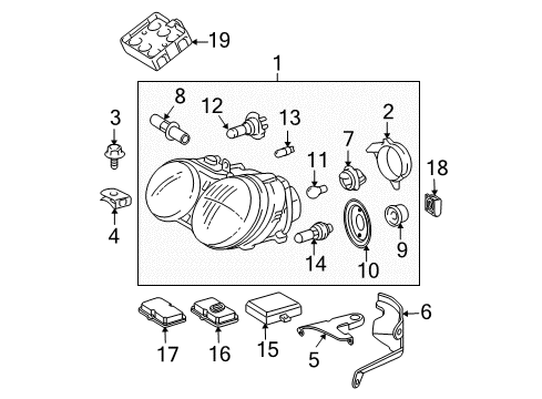 2009 Mercedes-Benz E550 Headlamp Components Diagram