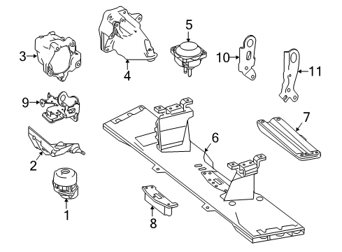 2016 Mercedes-Benz GLE300d Engine & Trans Mounting Diagram