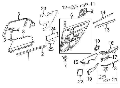 2012 Mercedes-Benz E350 Interior Trim - Rear Door Diagram