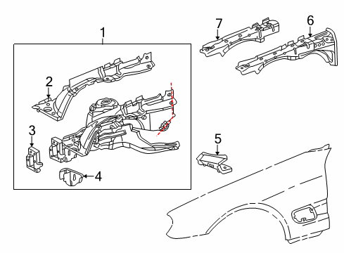 2004 Mercedes-Benz SL500 Structural Components & Rails