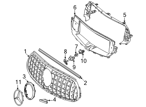 2025 Mercedes-Benz GLC63 AMG S E Performance Grille & Components Diagram 2