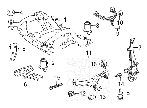 2018 Mercedes-Benz GLE550e Front Suspension Components Diagram