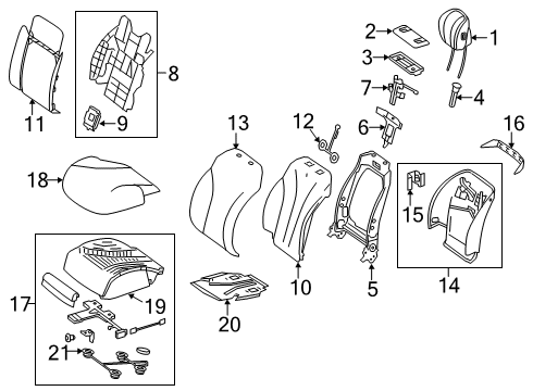 2020 Mercedes-Benz S63 AMG Passenger Seat Components Diagram 3