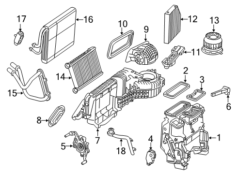 2018 Mercedes-Benz GLC63 AMG A/C Evaporator & Heater Components Diagram