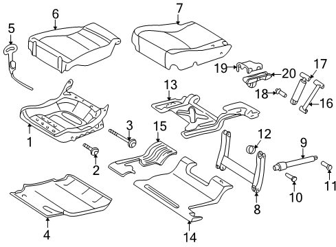2001 Mercedes-Benz ML55 AMG Rear Seat Components Diagram 4