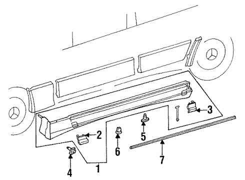 1986 Mercedes-Benz 190E Moldings - Center Pillar & Rocker Panel