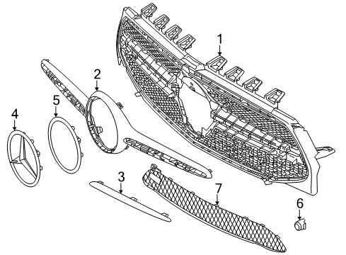 2020 Mercedes-Benz CLA250 Grille & Components Diagram