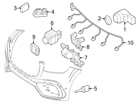2024 Mercedes-Benz GLS63 AMG Electrical Components - Front Bumper Diagram