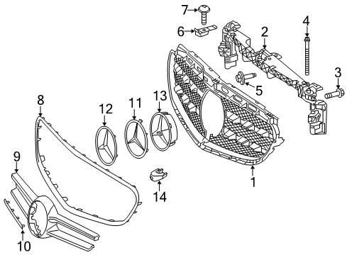 2014 Mercedes-Benz E250 Grille & Components Diagram