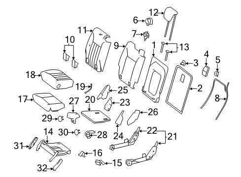 2007 Mercedes-Benz R500 Rear Seat Components Diagram 2