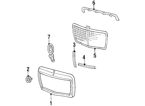 1989 Mercedes-Benz 300TE Grille & Components Diagram
