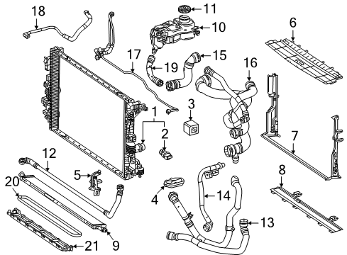 2021 Mercedes-Benz CLA45 AMG Radiator & Components Diagram