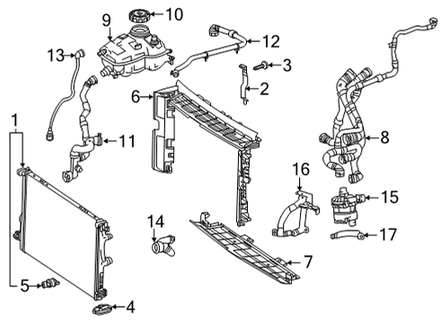 2024 Mercedes-Benz GLB35 AMG Radiator & Components Diagram