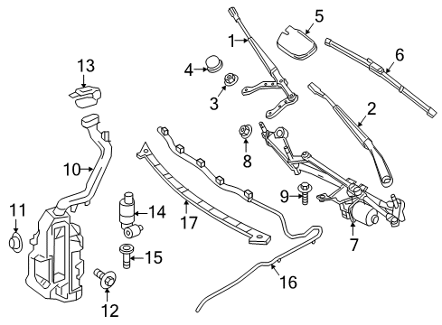 2017 Mercedes-Benz GLA250 Wiper & Washer Components Diagram