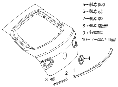 2018 Mercedes-Benz GLC63 AMG Exterior Trim - Lift Gate Diagram