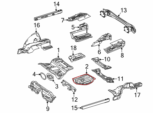 2012 Mercedes-Benz E550 Rear Floor & Rails Diagram 3