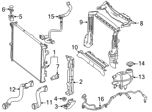 2017 Mercedes-Benz E300 Radiator & Components Diagram