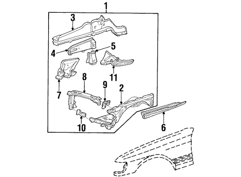 1990 Mercedes-Benz 350SDL Structural Components & Rails
