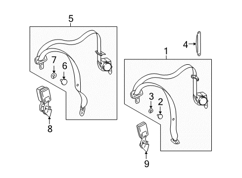 2010 Mercedes-Benz E550 Rear Seat Belts Diagram