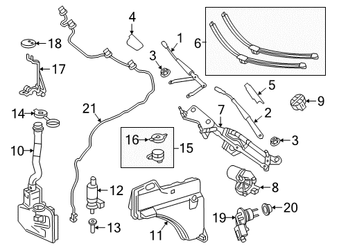 2019 Mercedes-Benz GLE43 AMG Wiper & Washer Components - Body Diagram 2