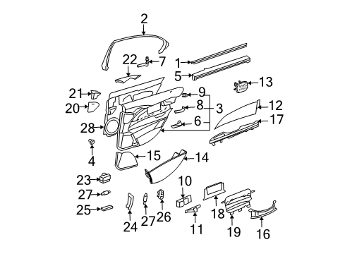 2007 Mercedes-Benz E350 Armrest Diagram for 211-730-03-28-7G63