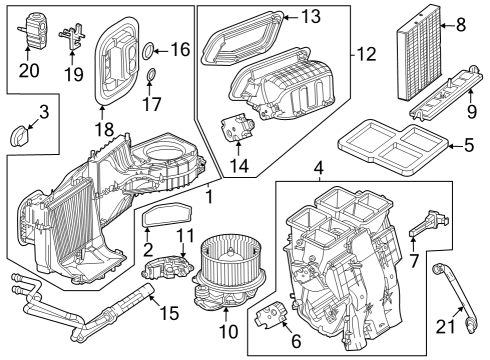 2025 Mercedes-Benz CLA35 AMG A/C Evaporator & Heater Components