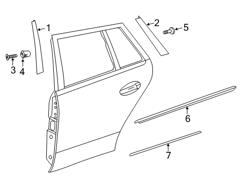 2011 Mercedes-Benz E350 Exterior Trim - Rear Door Diagram 2