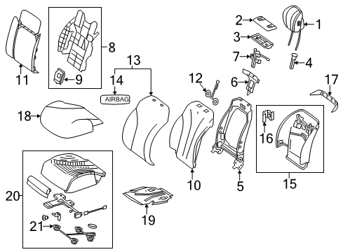 2015 Mercedes-Benz S550e Passenger Seat Components Diagram 2